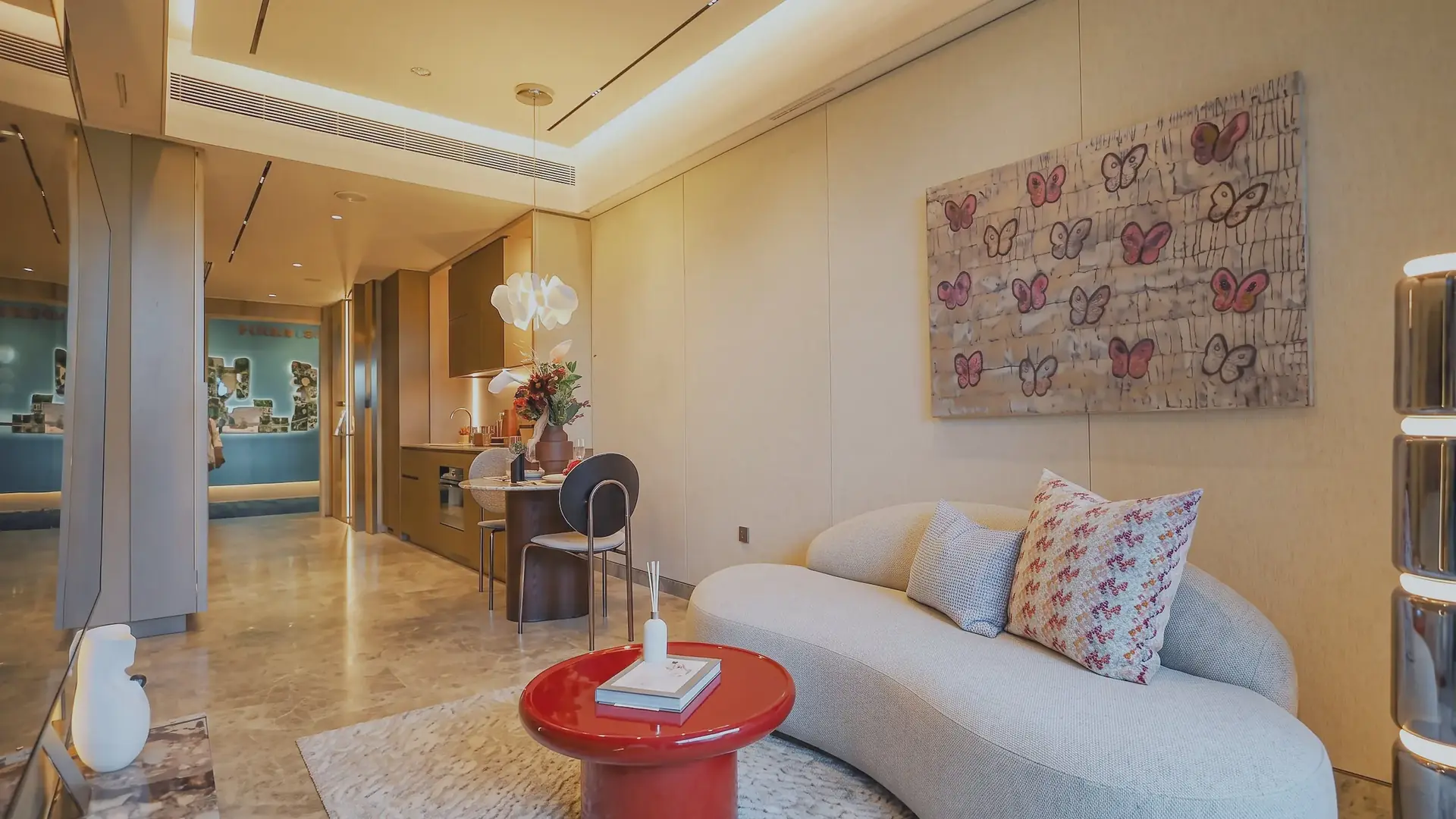 A two-bedroom living room in the showflat