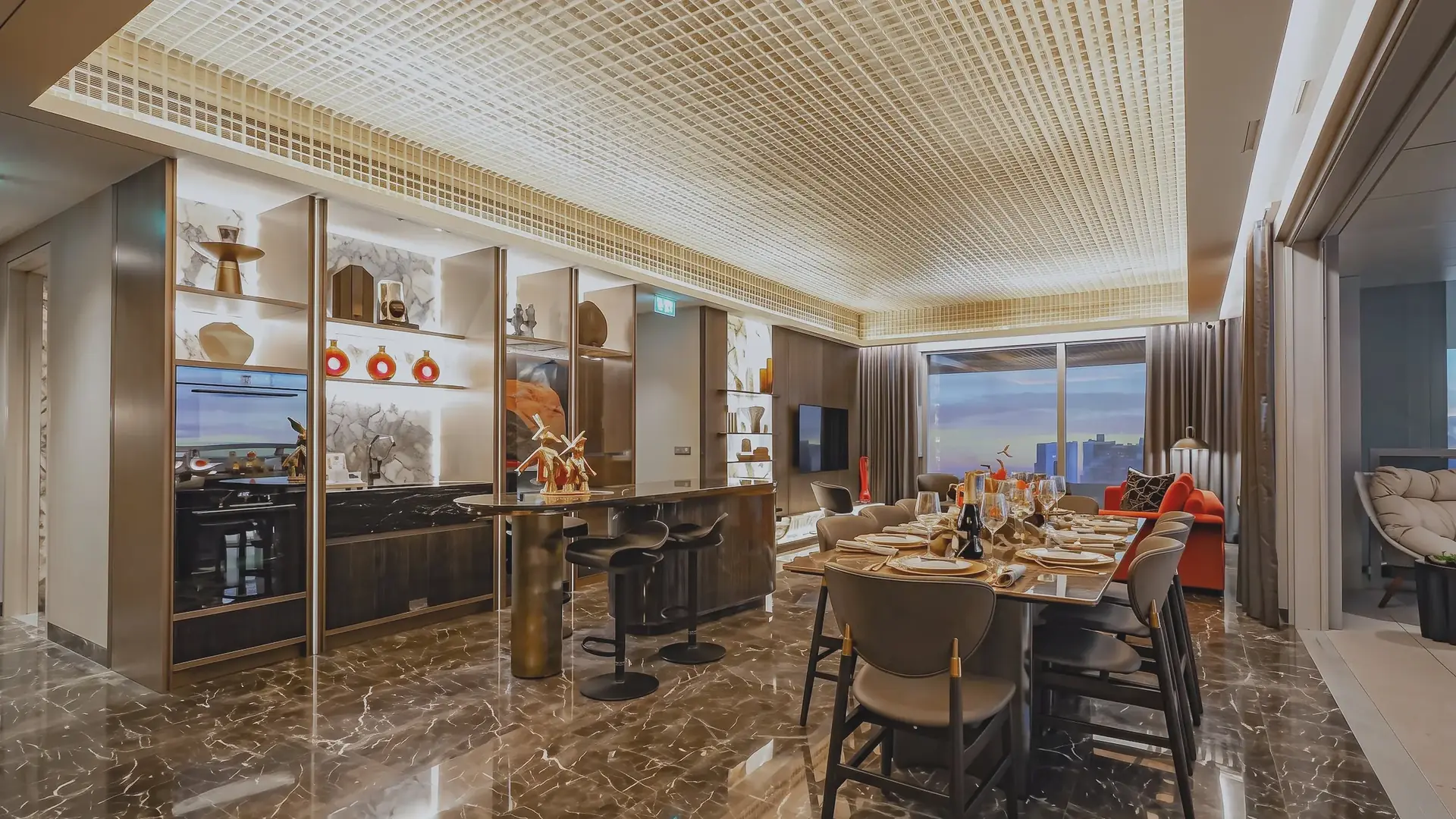 A four-bedroom dining room in the showflat