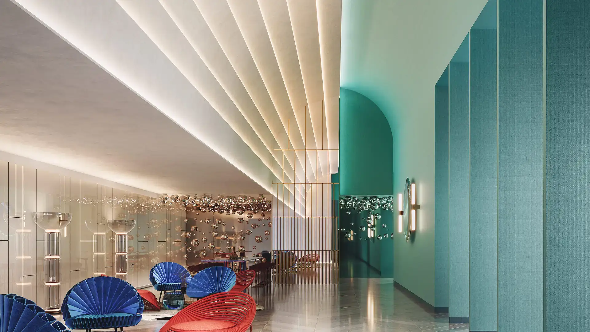 The residential arrival lobby on level four